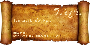 Tancsik Ákos névjegykártya